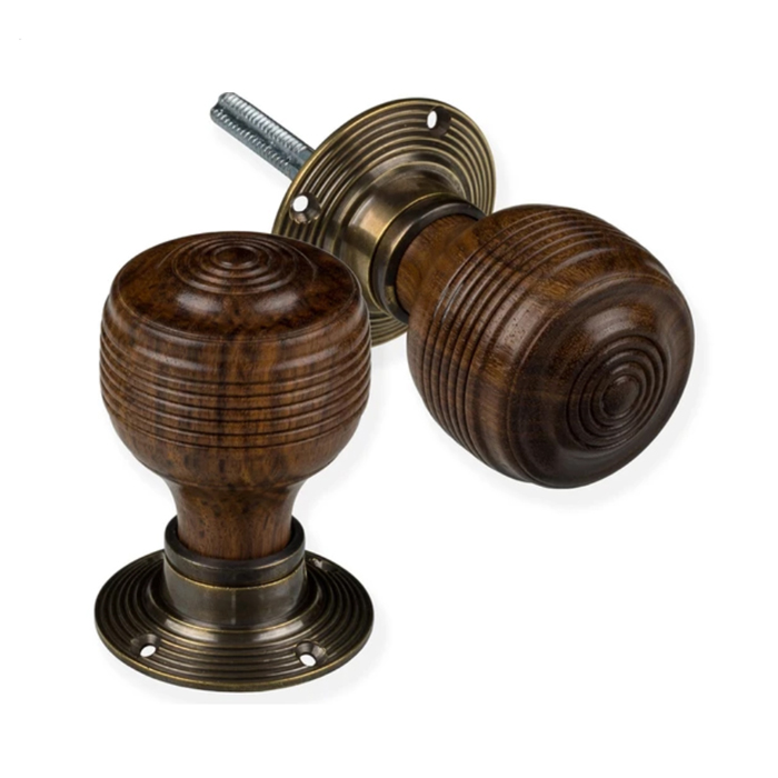 ROSEWOOD DOOR KNOBS WITH ANTIQUE BRASS BACKPLATES Asia Exports