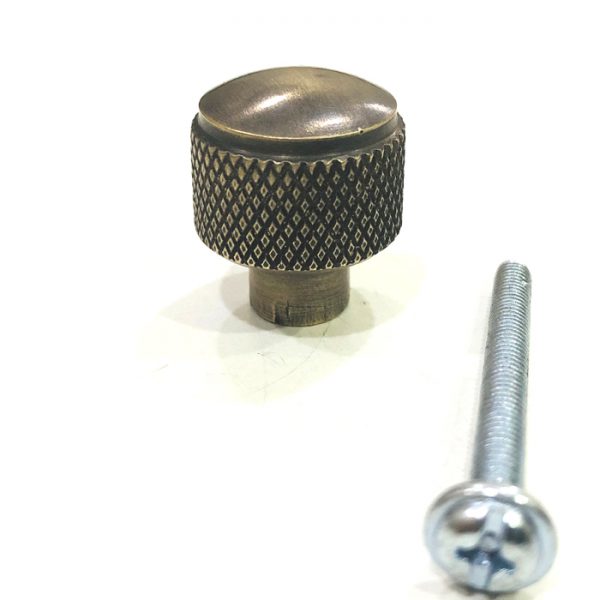 Antique brass knurled button knob 20 mm Asia Exports